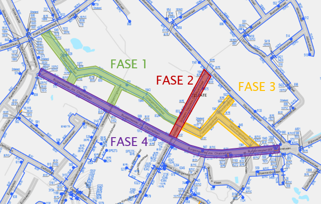 Kaart farys met de verschillende zones/straten 